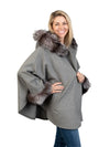 Grey Cashmere Cape with  Silver Fox