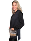 Grey Knit Vest with Natural Multi Color Fox Pockets