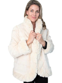 Ivory Sheared Mink with Rexx Rabbit Trim Reversible Jacket
