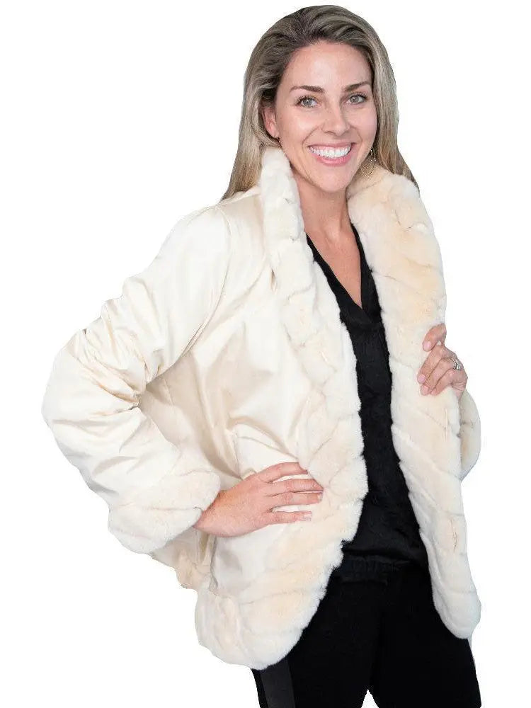 Ivory Sheared Mink with Rexx Rabbit Trim Reversible Jacket