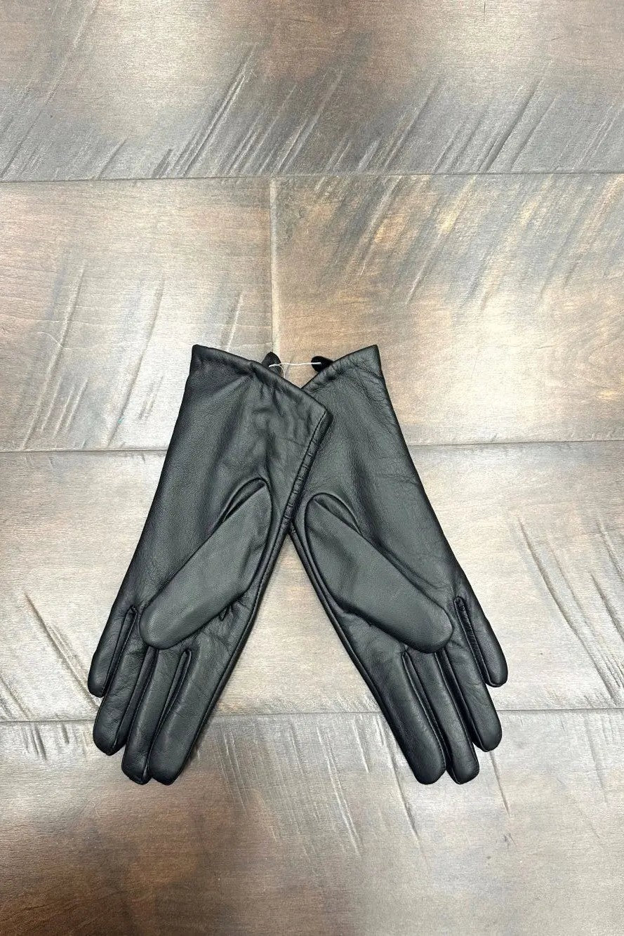 Leather Gloves with Side Button Detail