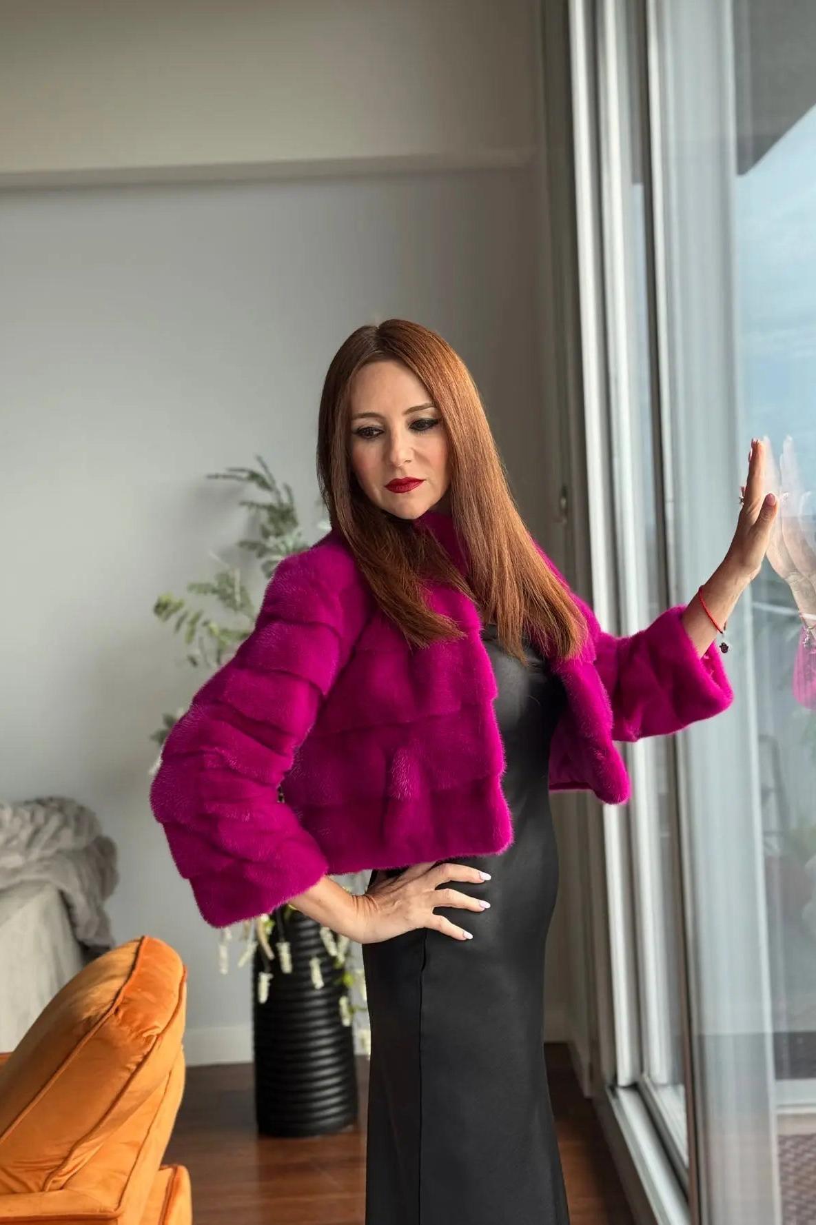 Magenta Mink Bolero Jacket