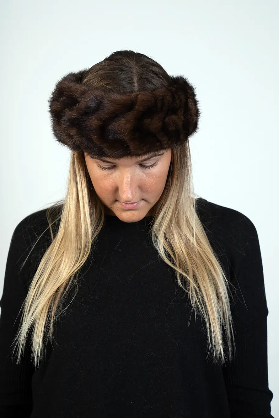 Mahogany Beaded Mink Headband