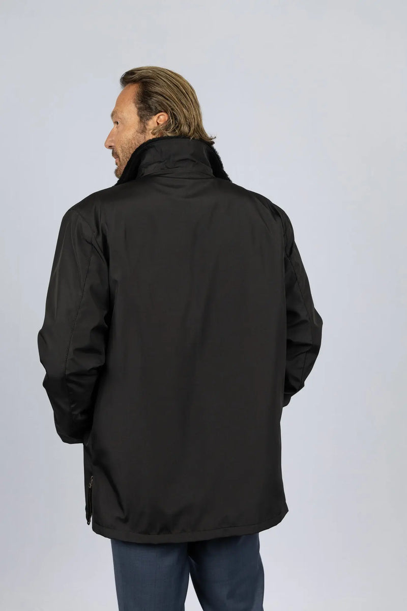 Men's Black Raincoat and Shearling Jacket