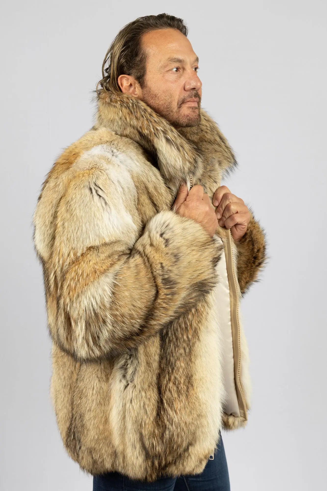 Coyote fur bomber jacket deals