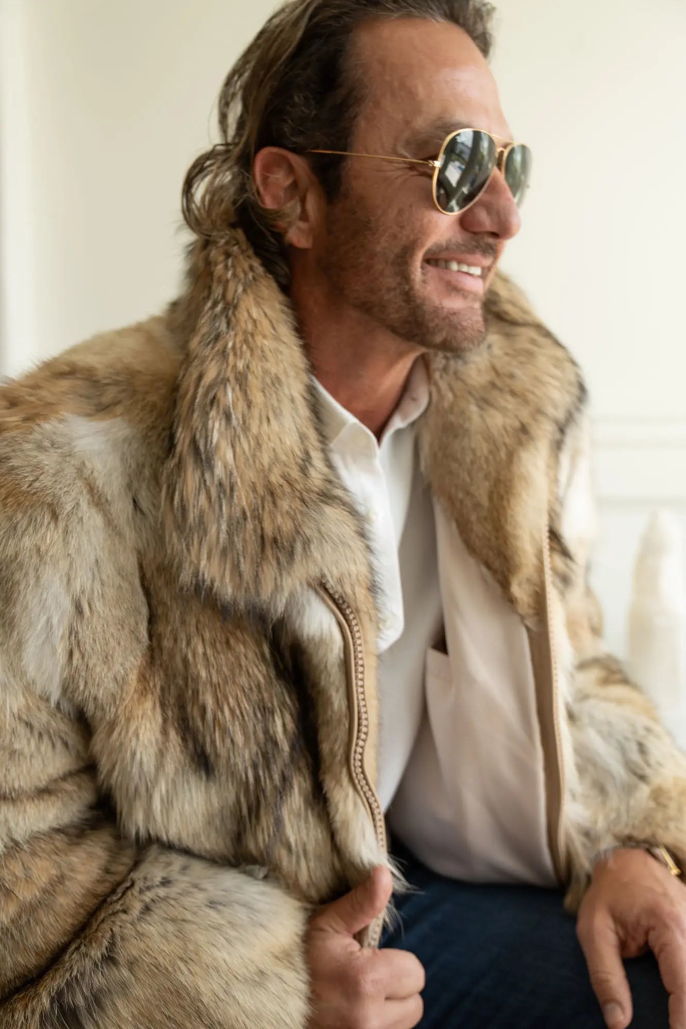 Coyote fur bomber jacket hotsell