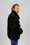 Men's Dyed Black Section Mink Bomber Jacket