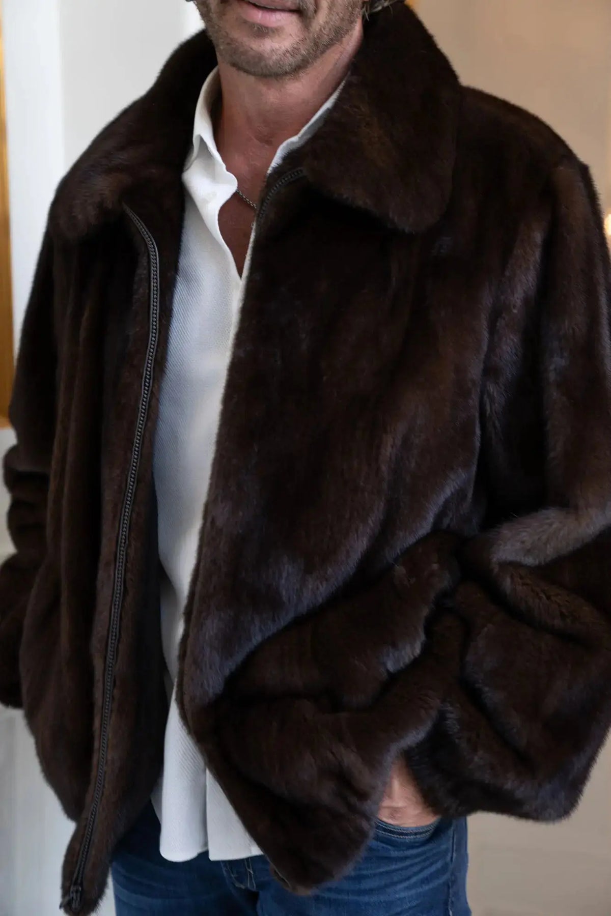 Men's Mahogany Mink Zippered Jacket – LaBelle Since 1919