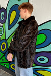 Men's Mahogany Section Mink Bomber Jacket