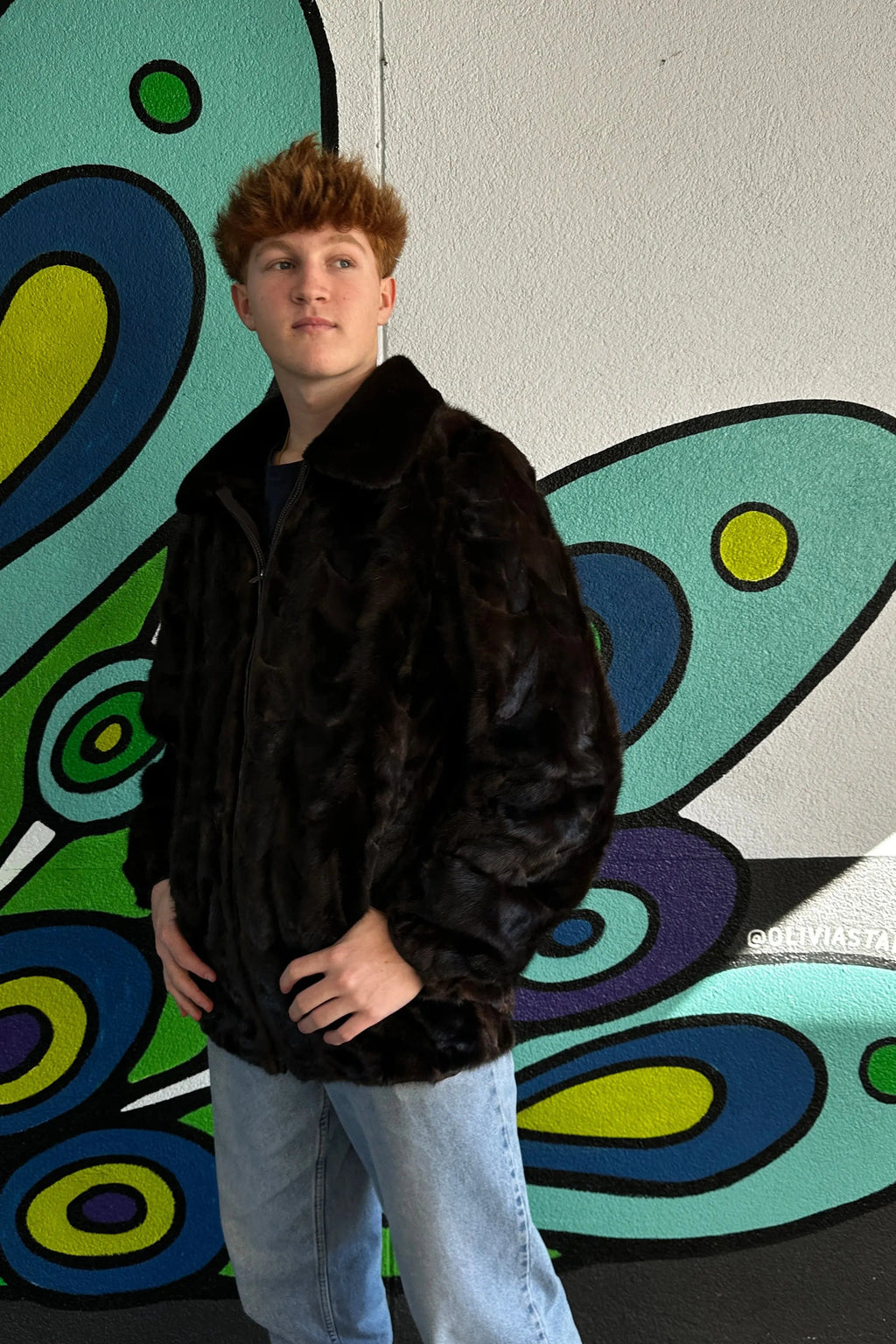 Men's Mahogany Section Mink Bomber Jacket – LaBelle Since 1919