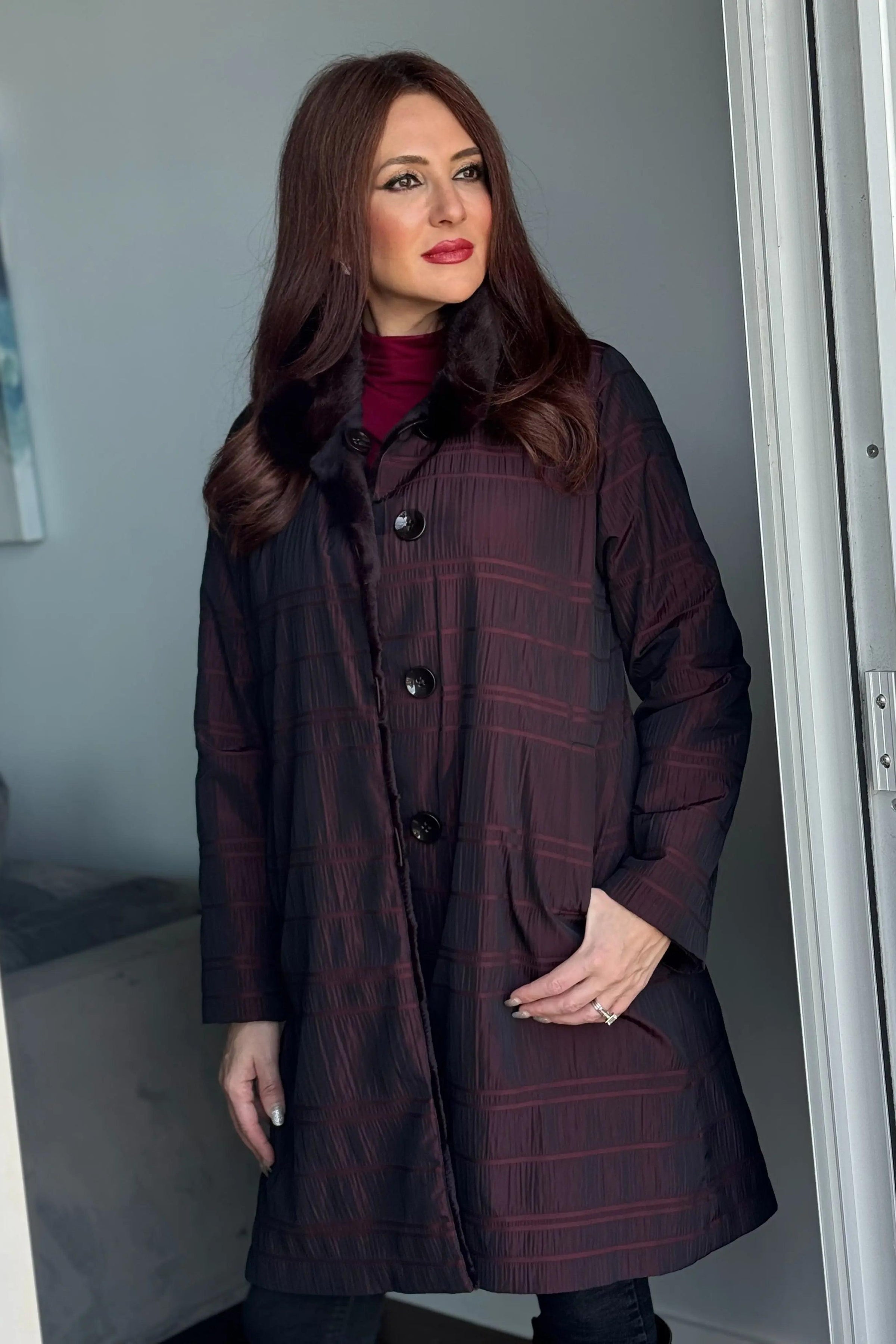 Merlot Sheared Mink Reversible Stroller