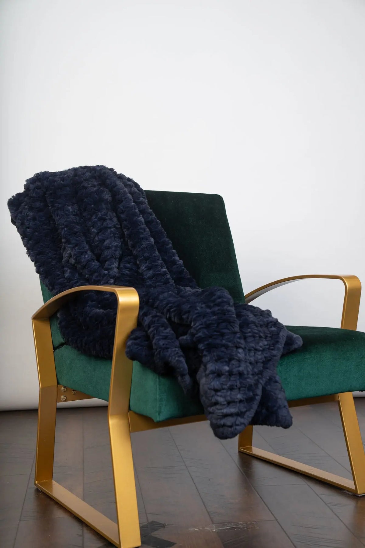 Midnight Blue Knitted Rex Rabbit Throw