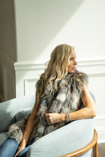 Multi-Color Fox and Rabbit Fur Vest