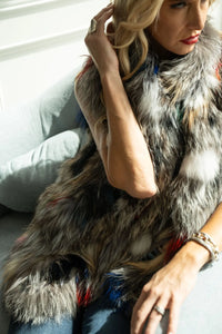 Multi-Color Fox and Rabbit Fur Vest