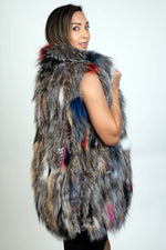 Multi-Color Fox and Rabbit Fur Vest