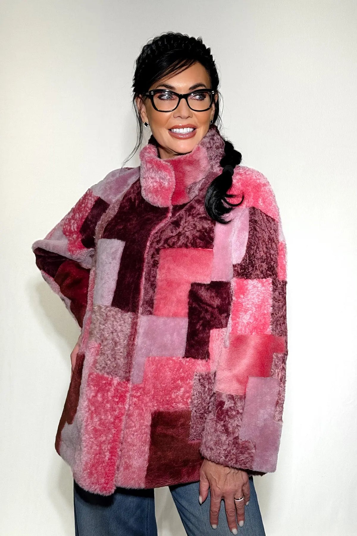 Multicolor Rosa Patchwork Shearling Jacket