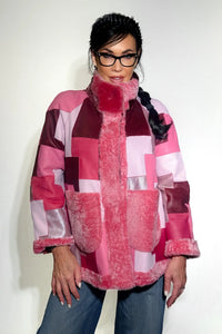 Multicolor Rosa Patchwork Shearling Jacket