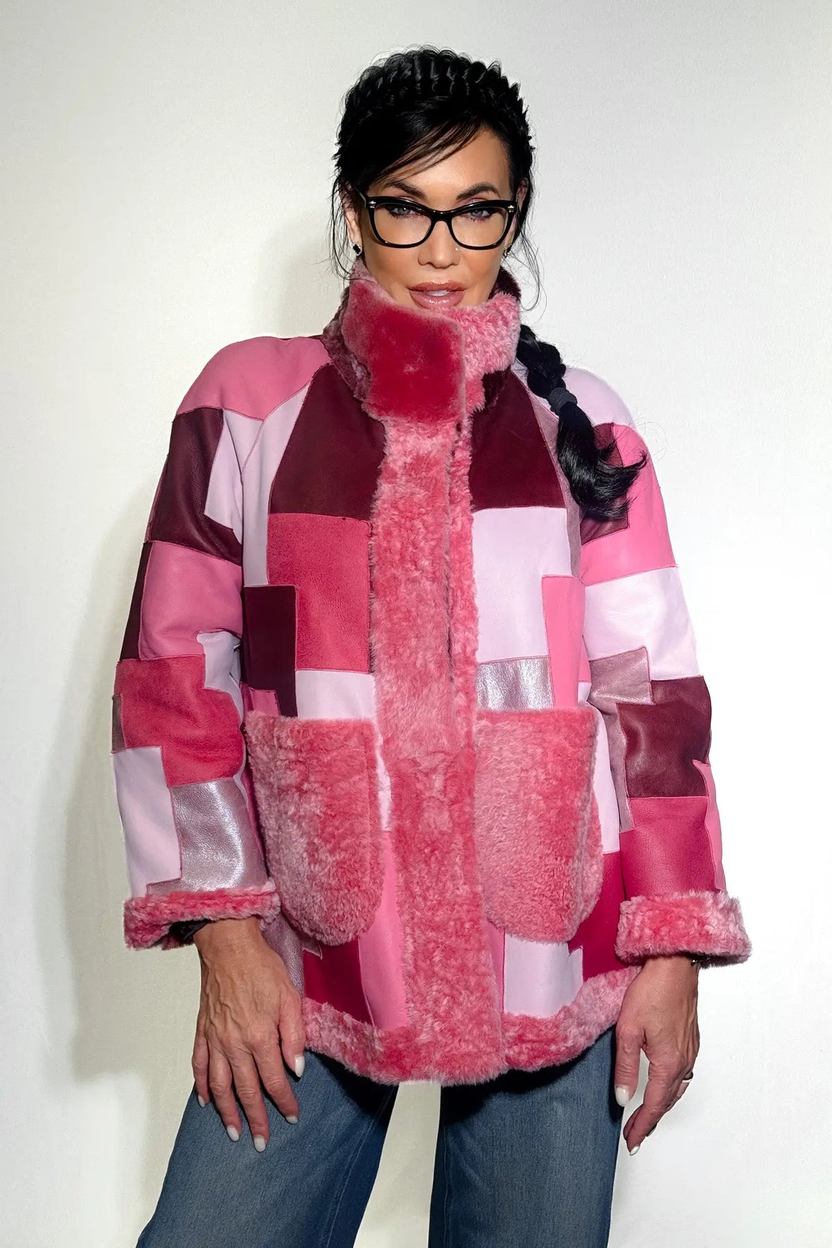 Multicolor Rosa Patchwork Shearling Jacket