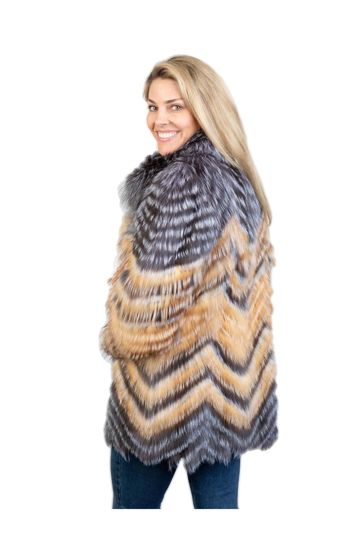 Natural Silver Fox & Red Fox Chevron Stroller