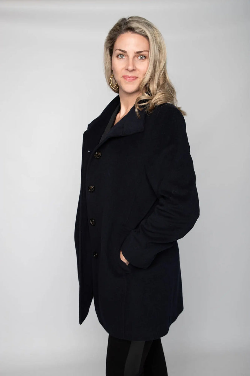 Navy Wool Blend Coat