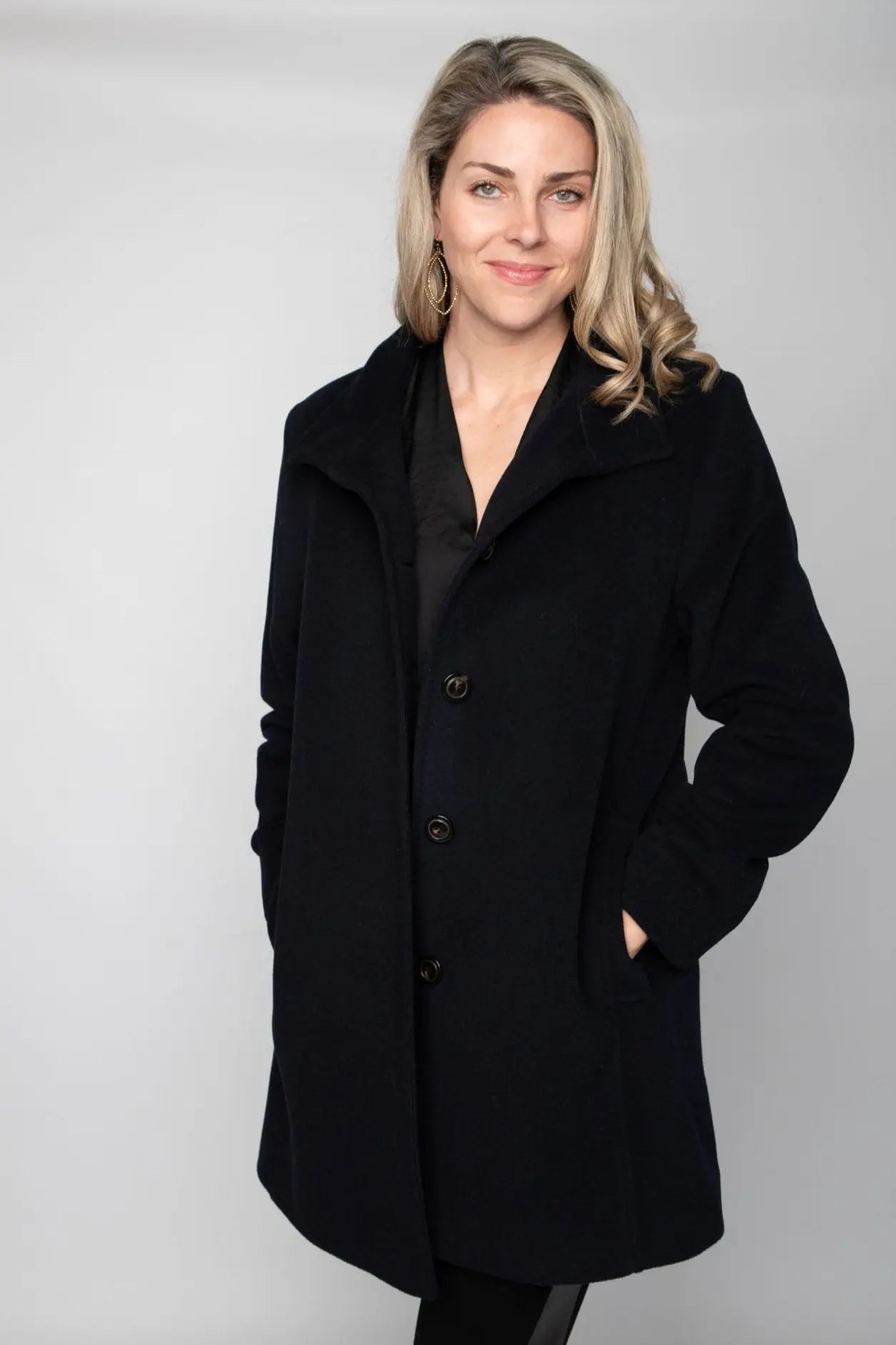 Navy Wool Blend Coat