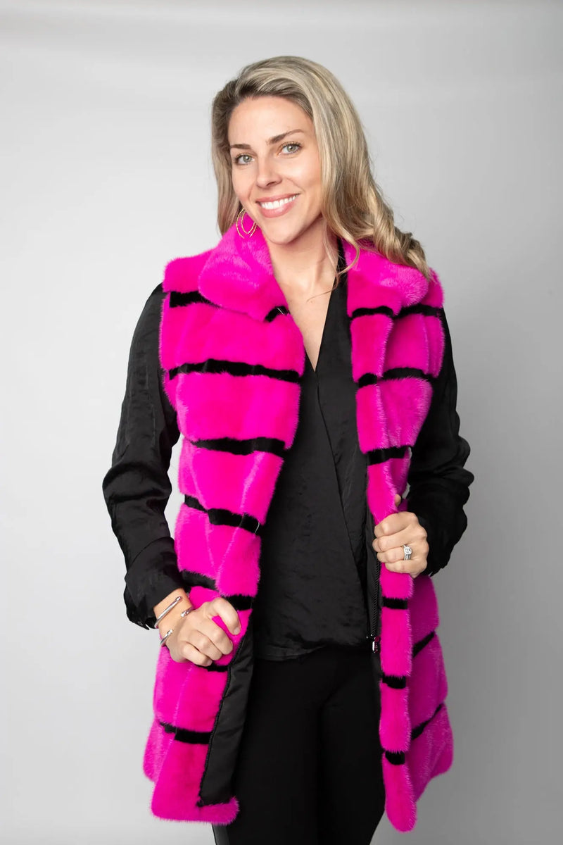 Neon Pink Horizontal Mink Vest