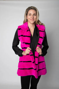 Neon Pink Horizontal Mink Vest