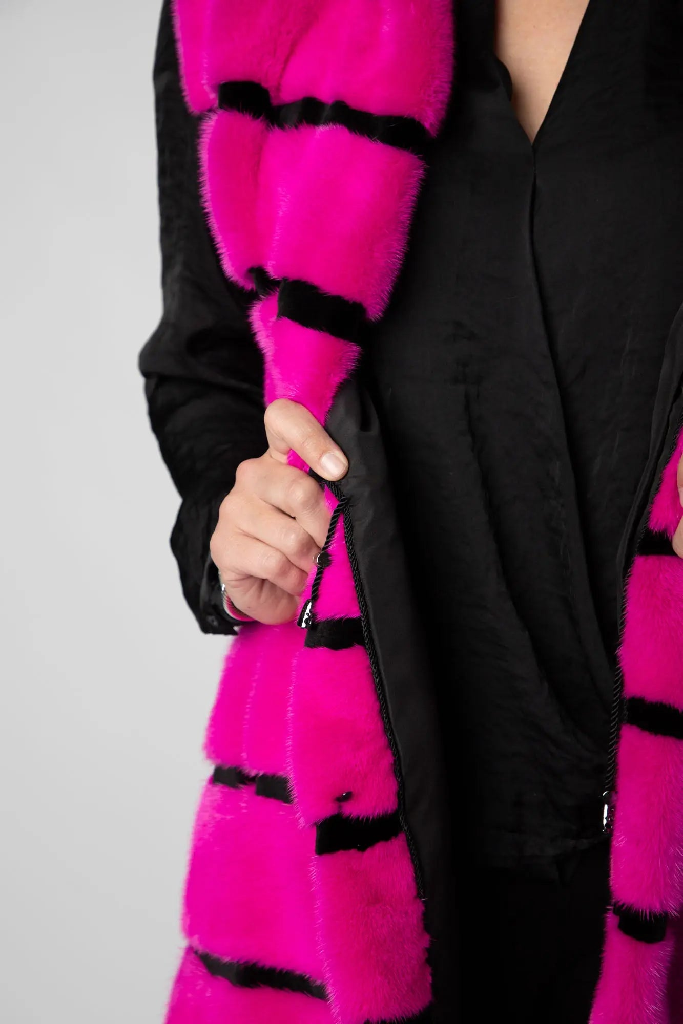 Neon Pink Horizontal Mink Vest