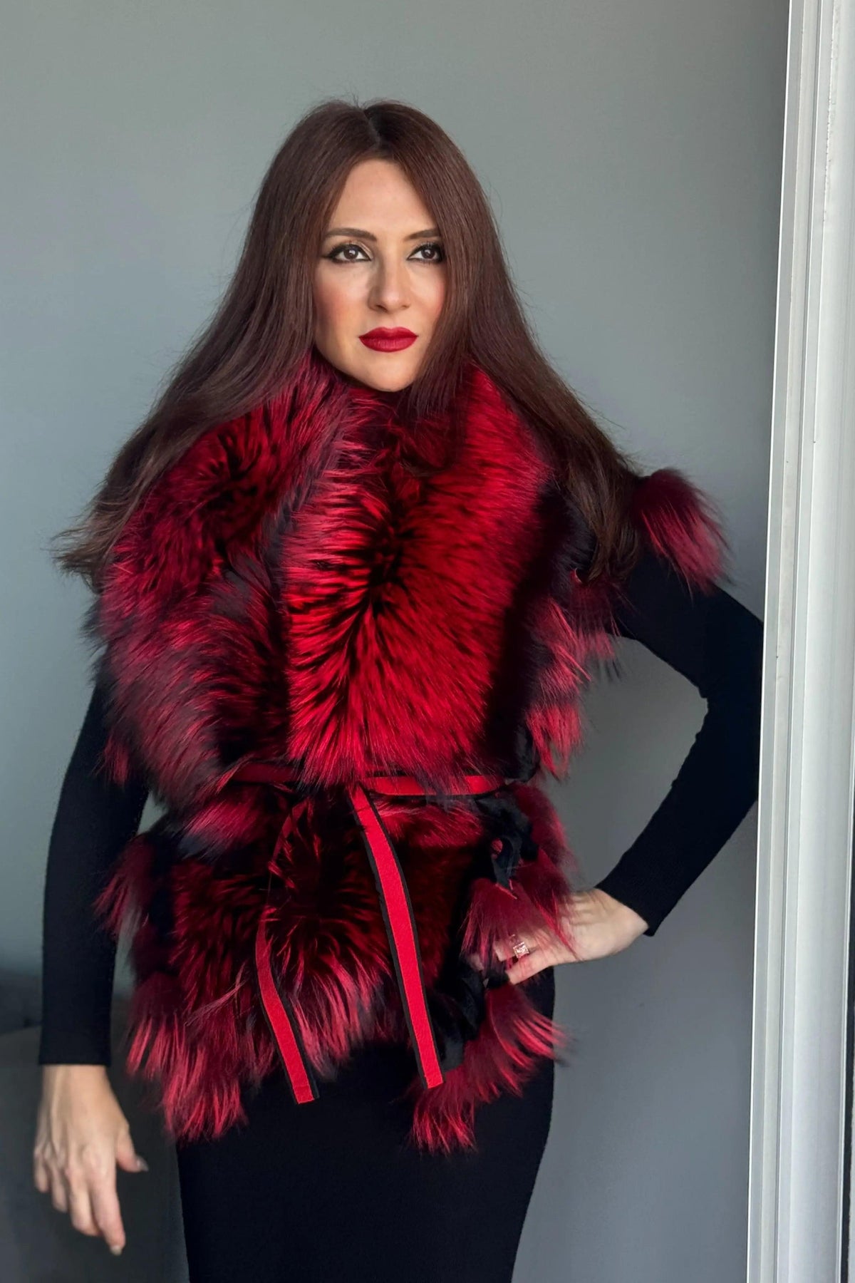 Oversized Fox Stole with Fringes