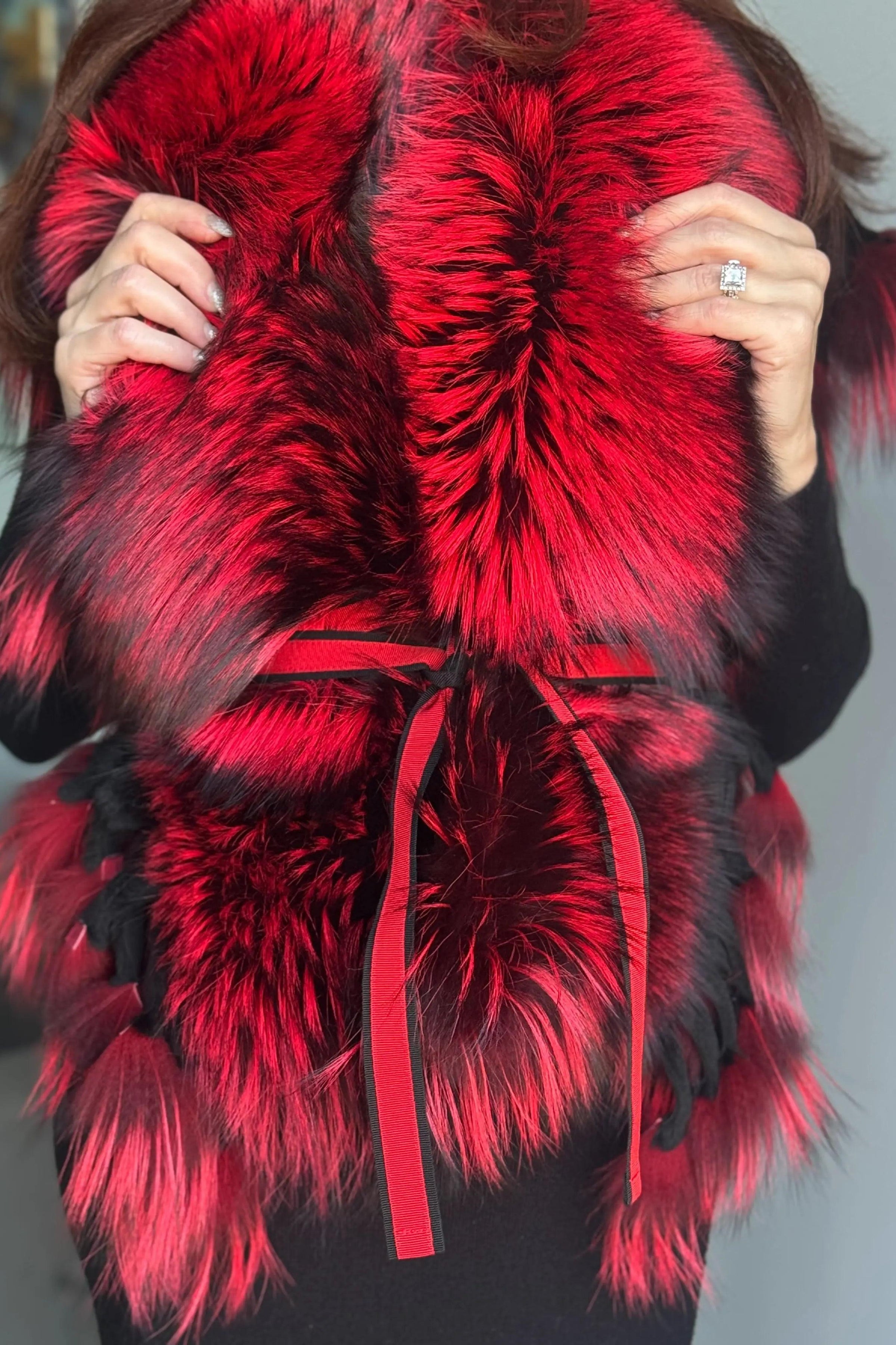 Oversized Fox Stole with Fringes