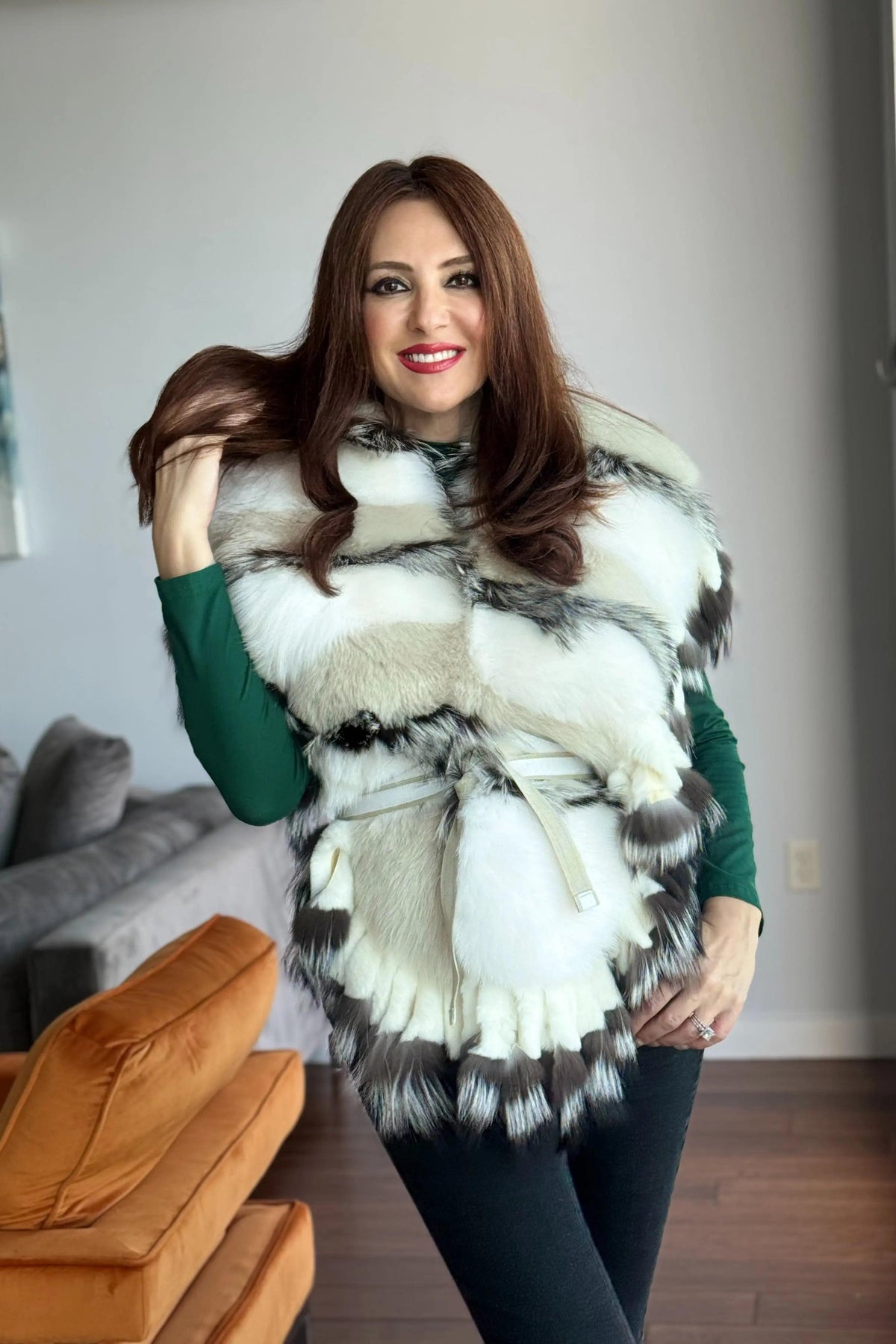 Oversized Fox Stole with Fringes