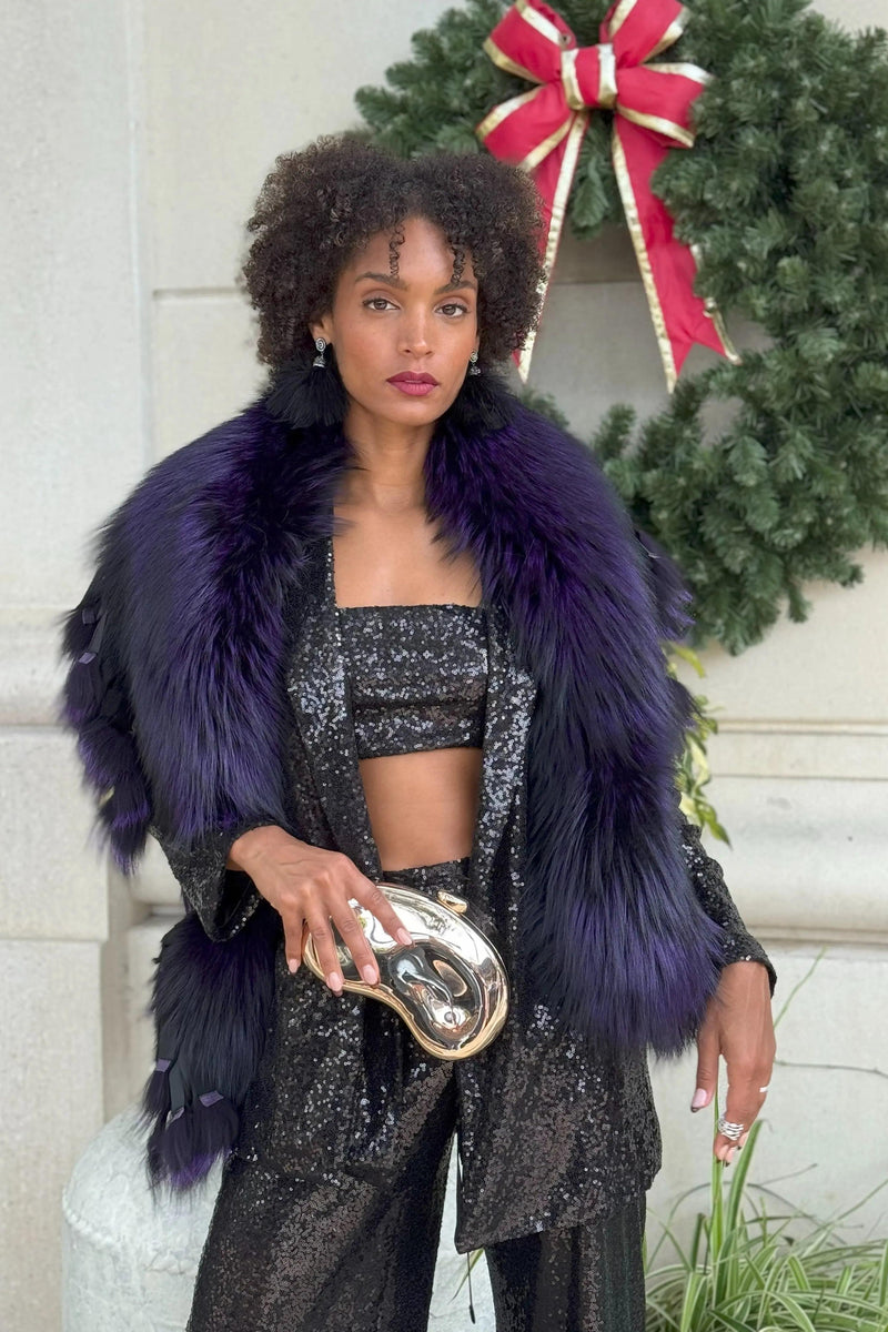 Oversized Fox Stole with Fringes