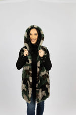 Pieced Mink Camouflage Vest Reversible to Black Taffeta