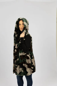 Pieced Mink Camouflage Vest Reversible to Black Taffeta