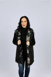 Pieced Mink Camouflage Vest Reversible to Black Taffeta