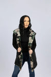 Pieced Mink Camouflage Vest Reversible to Black Taffeta