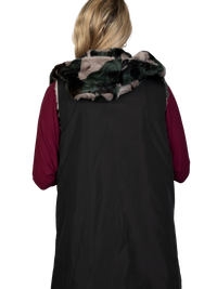 Pieced Mink Camouflage Vest Reversible to Black Taffeta