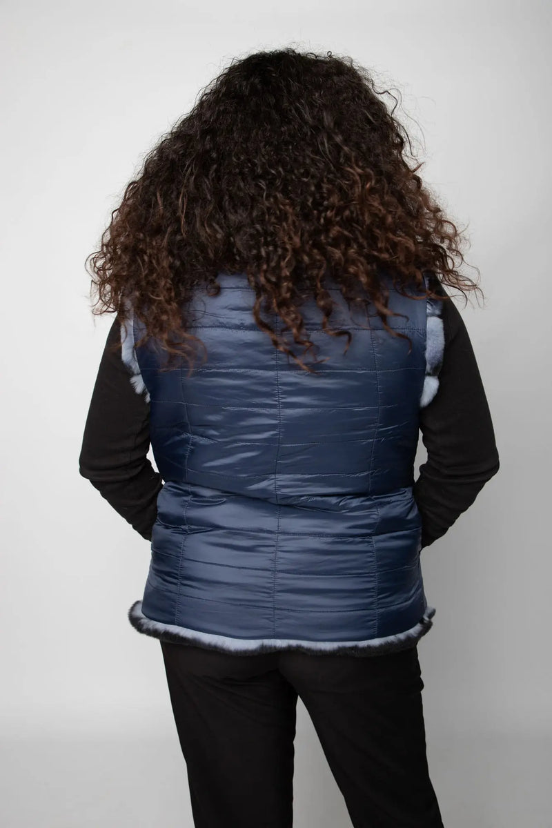 Reversible Dyed Blue Rexx and Taffeta Vest