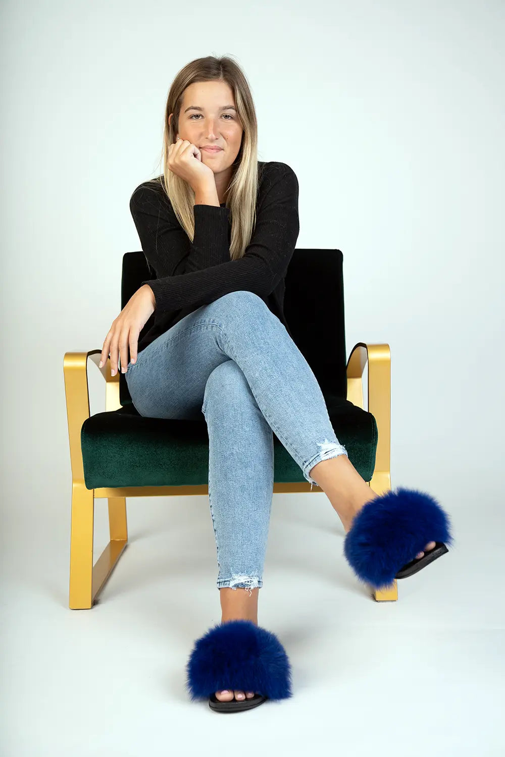 Royal Blue Fox Slippers – LaBelle Since 1919