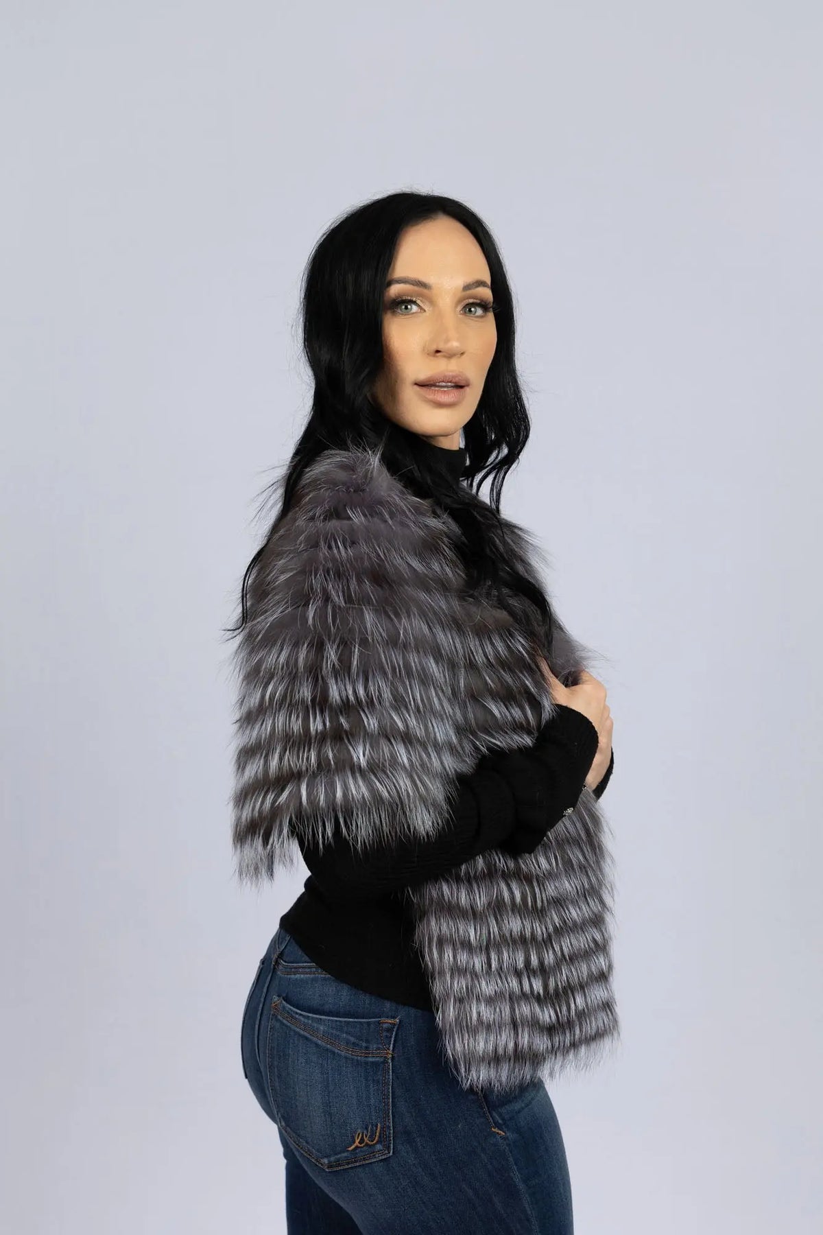 Silver Fox Feathered Fox Stole