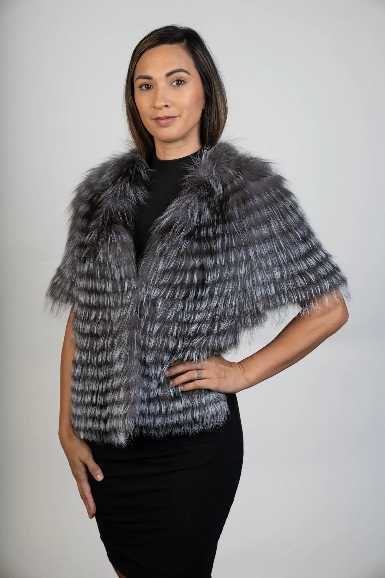 LaBelle Since 1919 Silver Fox Feathered Fox Stole