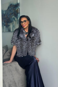 Silver Fox Feathered Fox Stole