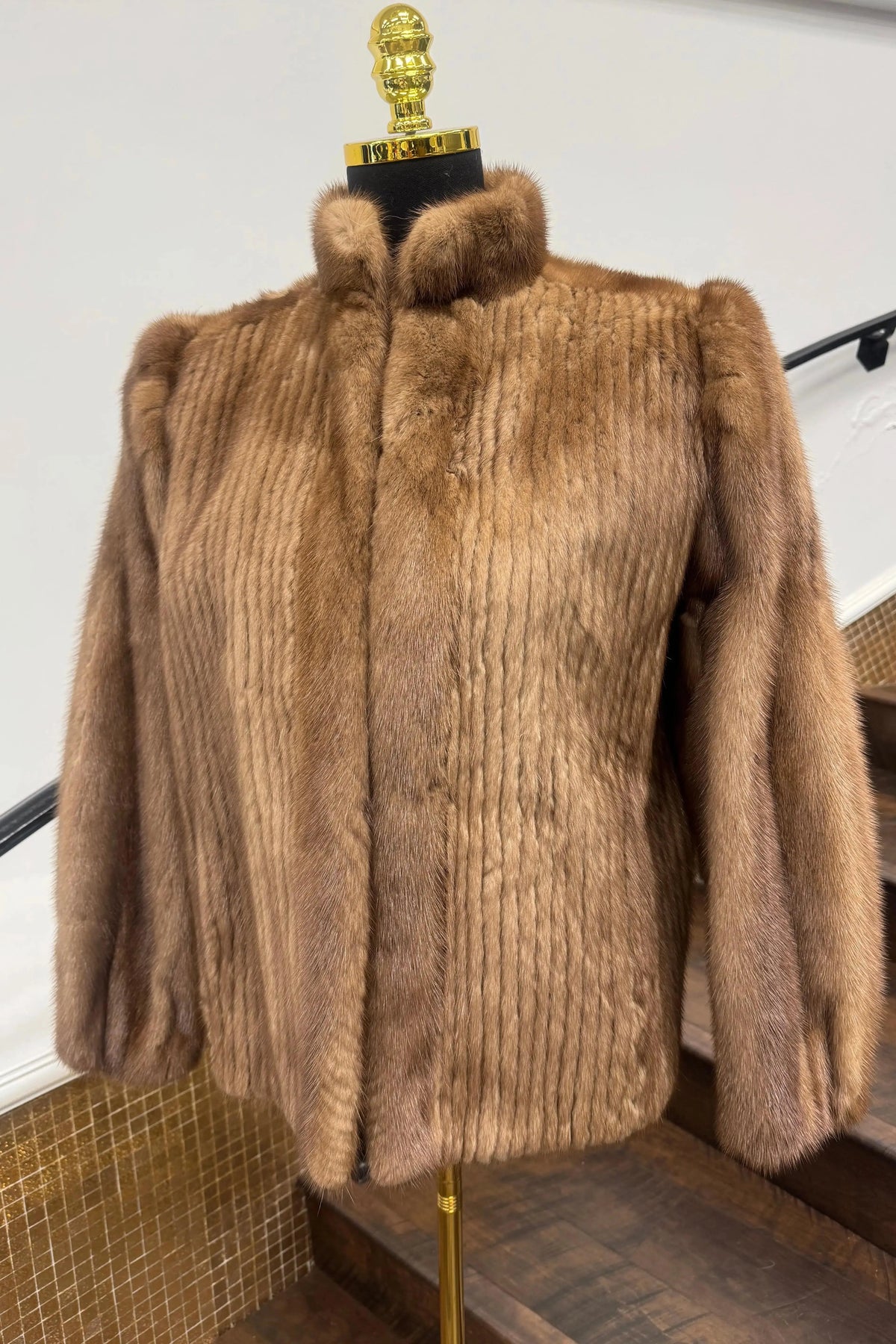 Vintage Autumn Haze Corded Mink Jacket