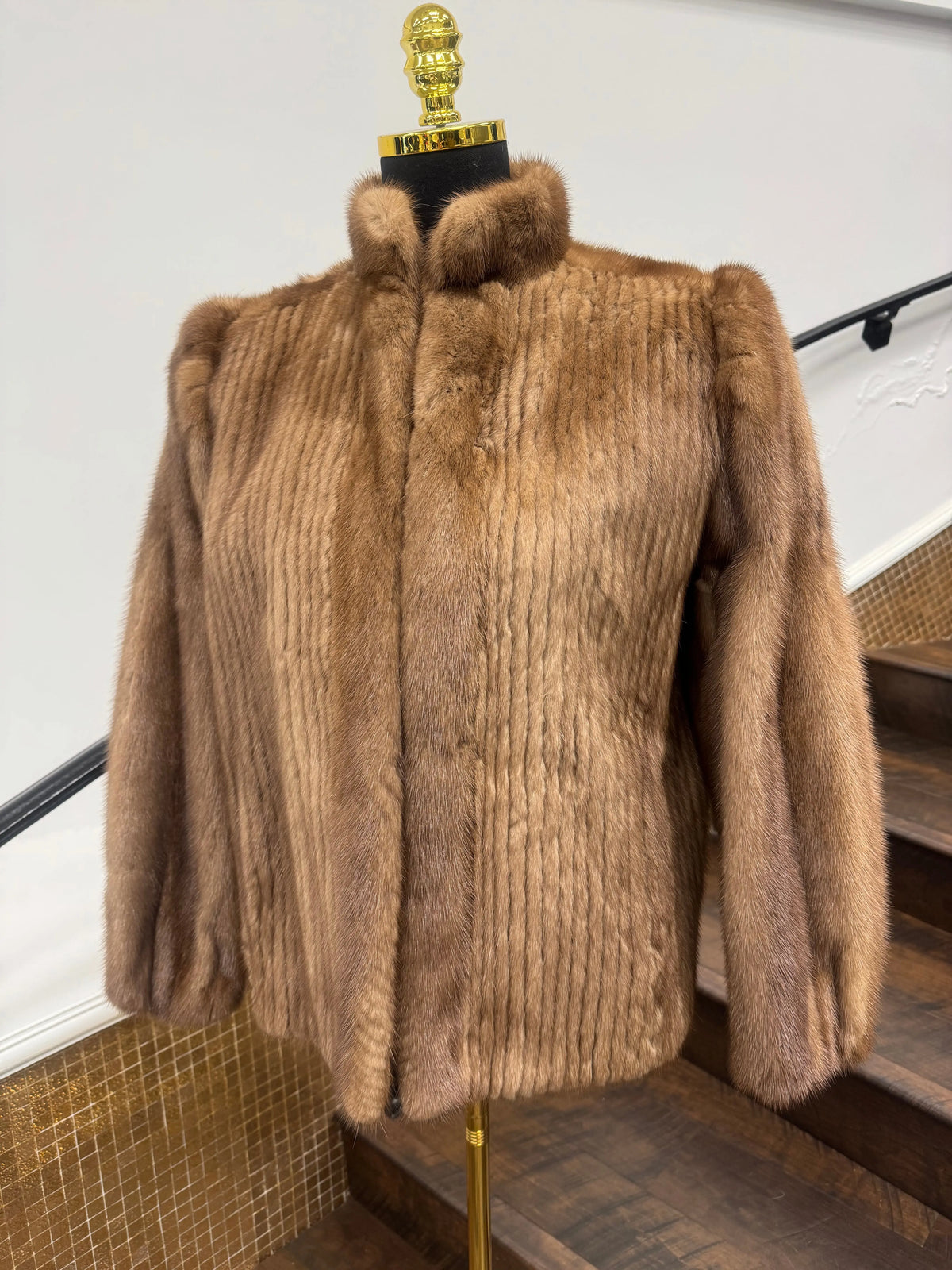 Vintage Autumn Haze Corded Mink Jacket