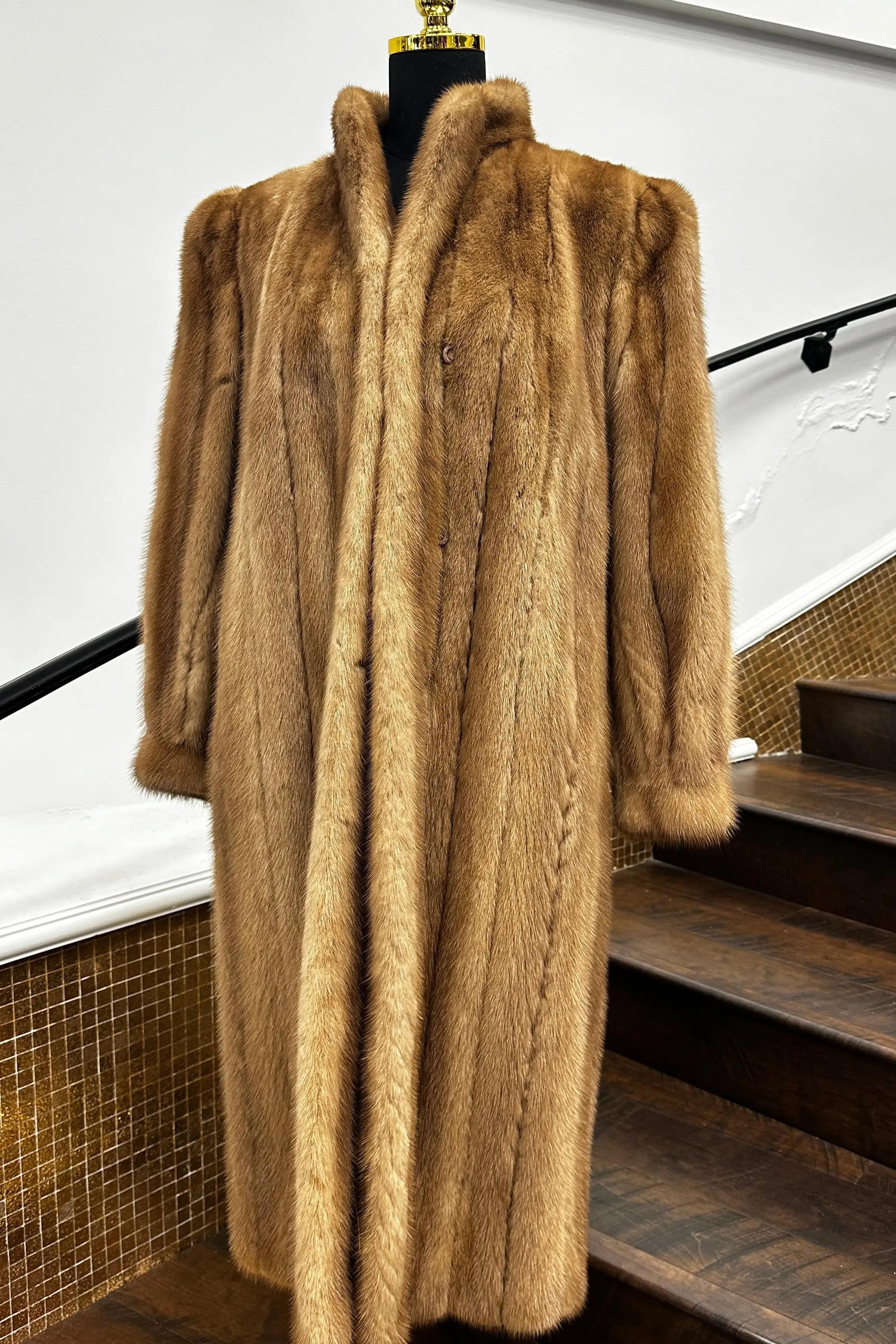 Vintage Beaver Coat with Fox Tuxedo & Sleeves