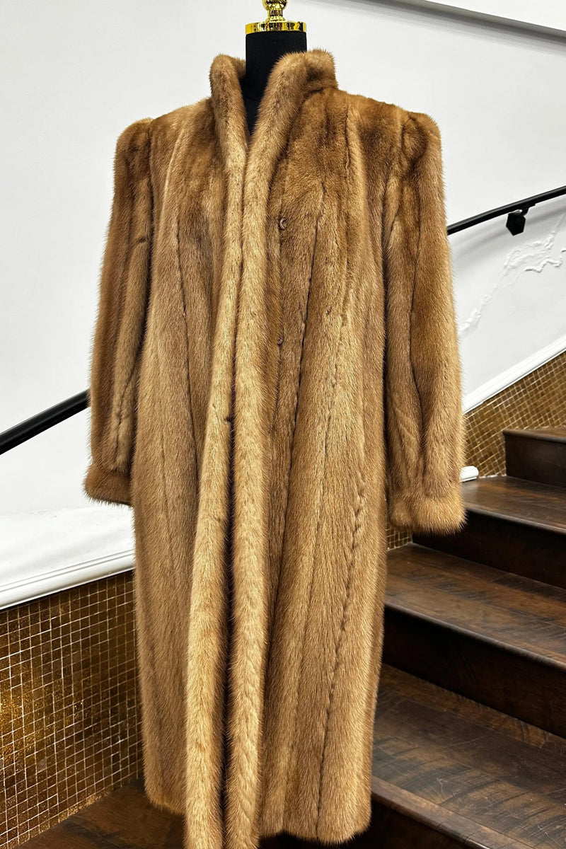 Vintage Beaver Coat with Fox Tuxedo & Sleeves