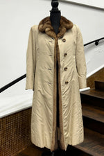 Vintage Beige Mink Lined Raincoat