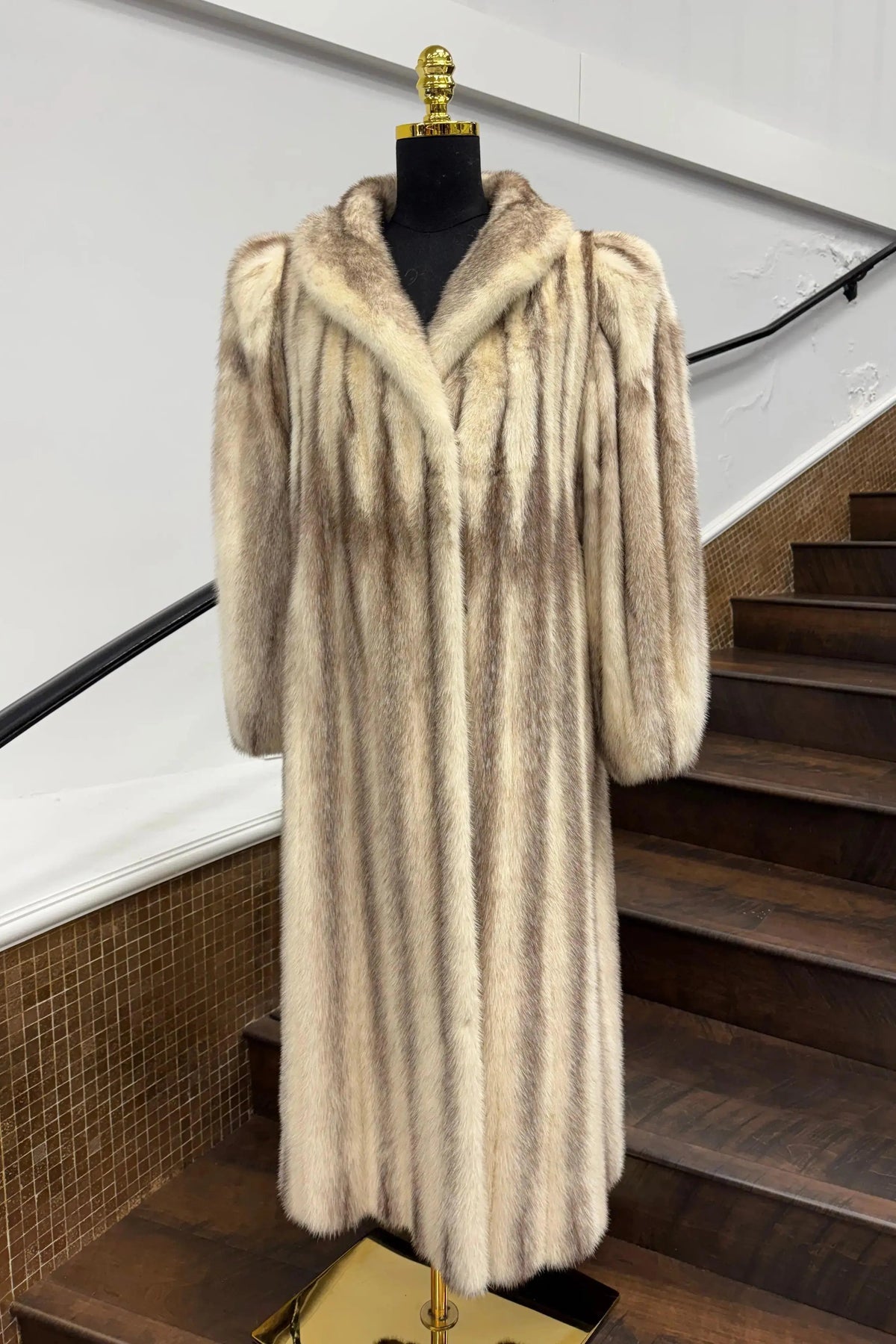 Vintage Black Cross Mink Full Length Coat