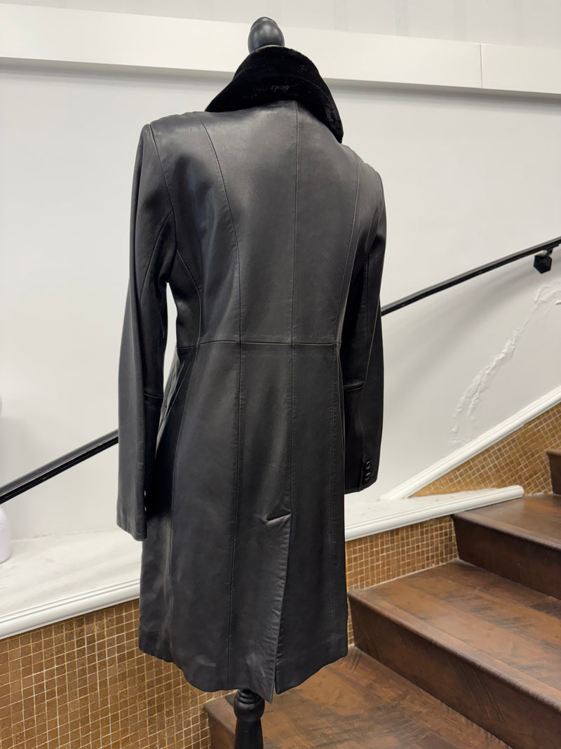 Vintage Black Leather Coat