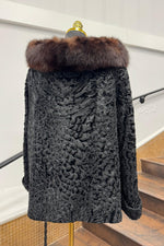 Vintage Black Persian Lamb Jacket with Mink Collar